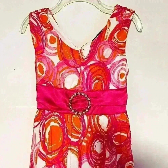 My Michelle Girls Pink Pleated Swirls Strappy Dress Mid Length Embellished 14 - Picture 4 of 9